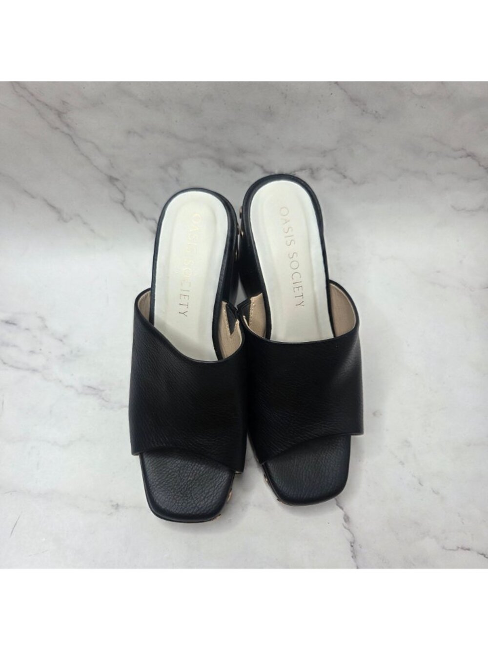 Oasis Society Leona Vegan Leather Studded Mule Platform Heelds Chunky Y2K 9 - Picture 3 of 8